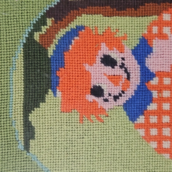 Rare Vintage Colorful Needlepoint of Framed Raggedy Andy - Picture 2 of 7